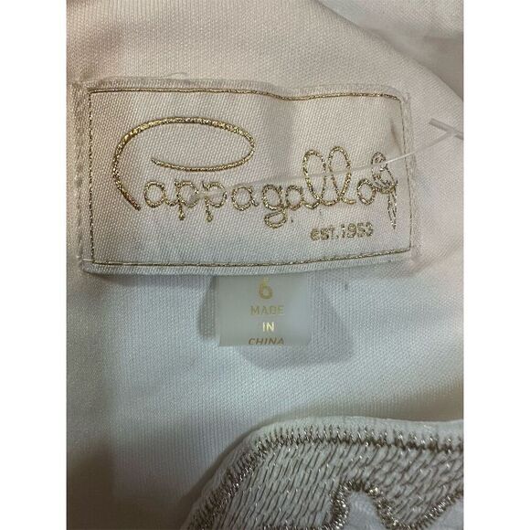 Pappagallo White Gold Embroidered Sleeveless Shift Dress One Size - Picture 9 of 12